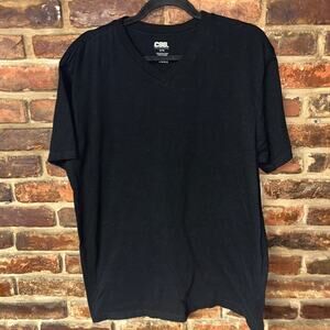 CSG Black Short Sleeve V-Neck Cotton T-Shirt Men's Size XL